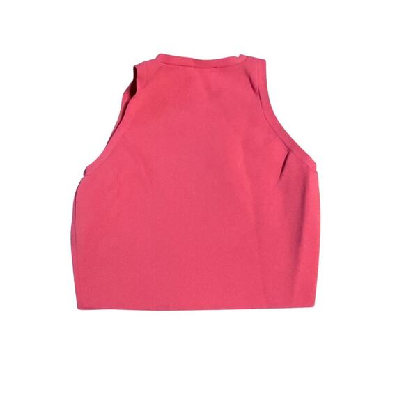 Zara Size Medium Women Pink Cropped Tank Top Crew Neck Stretch Form Fit - Picture 3 of 6